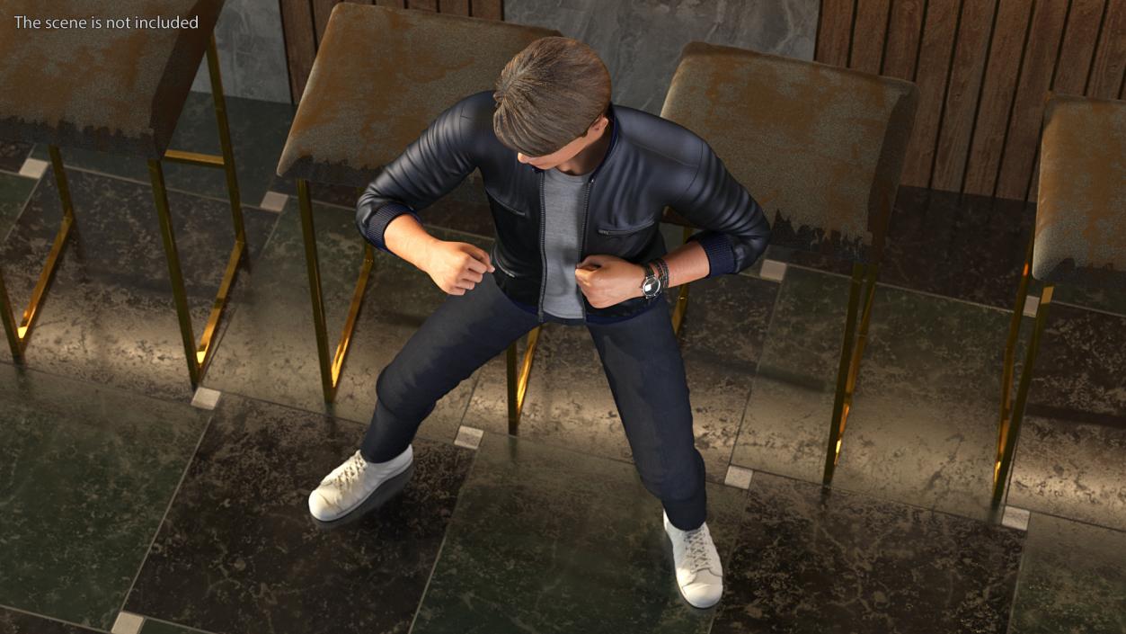 3D Teenage Boy Street Clothes Action Pose model