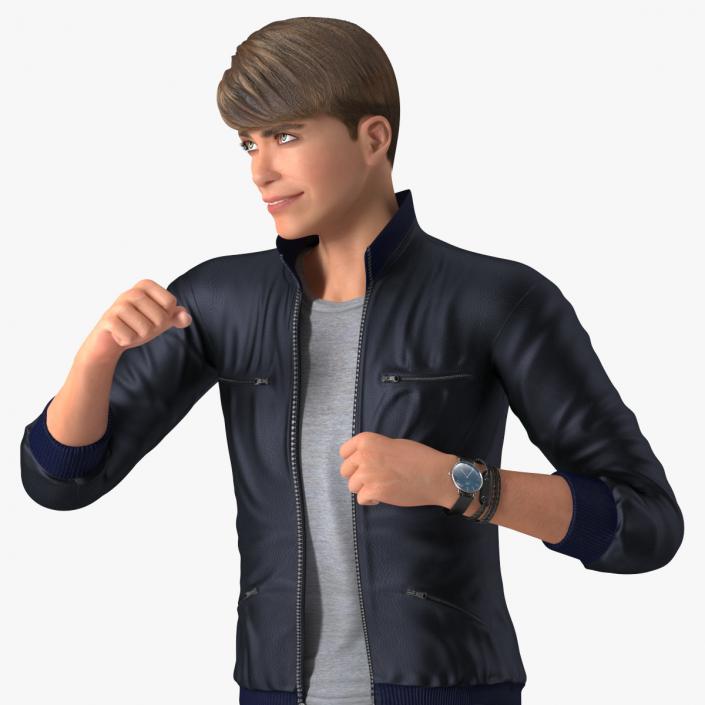 3D Teenage Boy Street Clothes Action Pose model