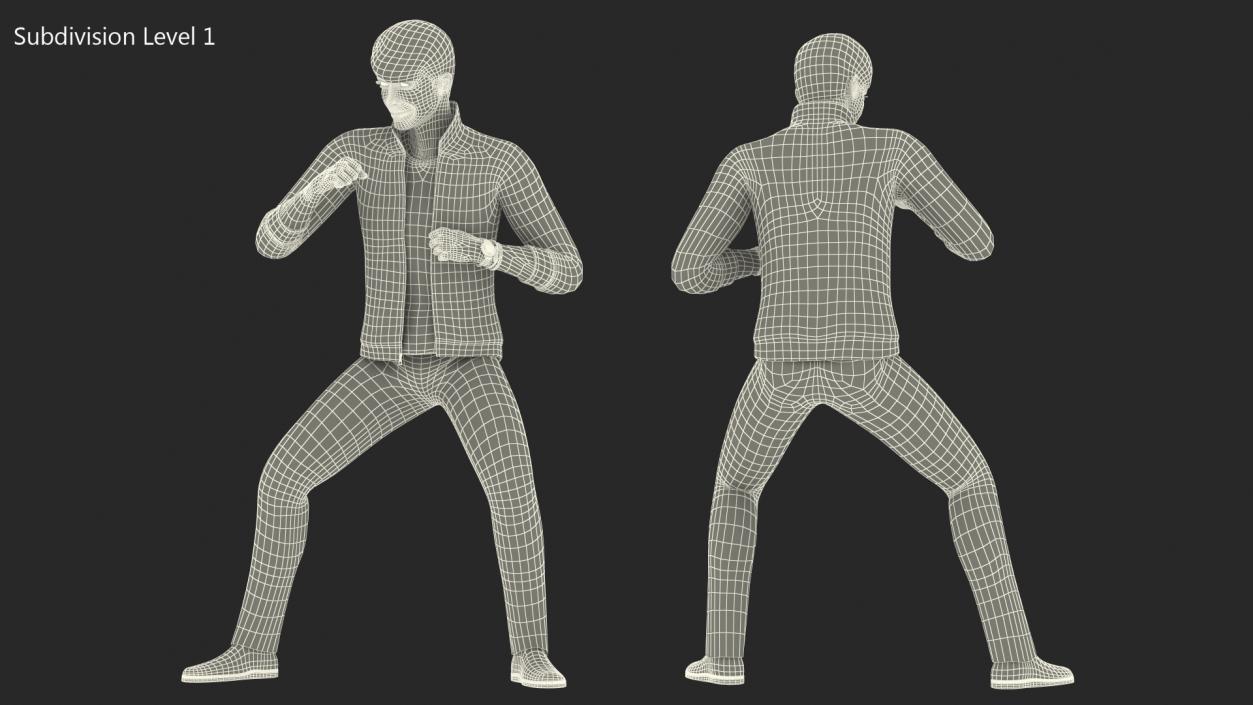 3D Teenage Boy Street Clothes Action Pose model