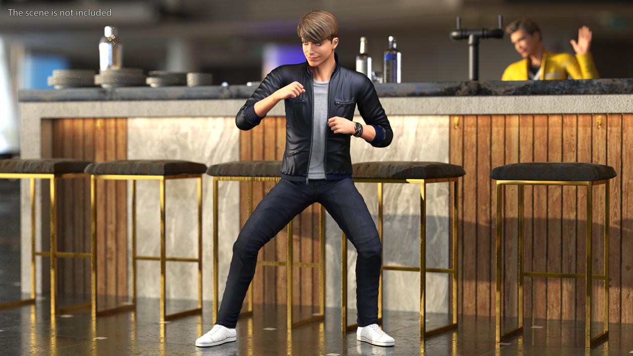 3D Teenage Boy Street Clothes Action Pose model