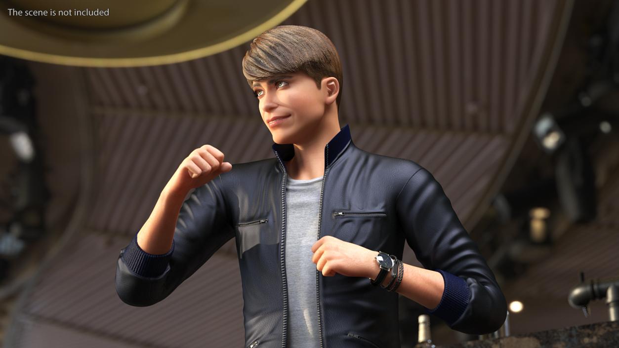 3D Teenage Boy Street Clothes Action Pose model