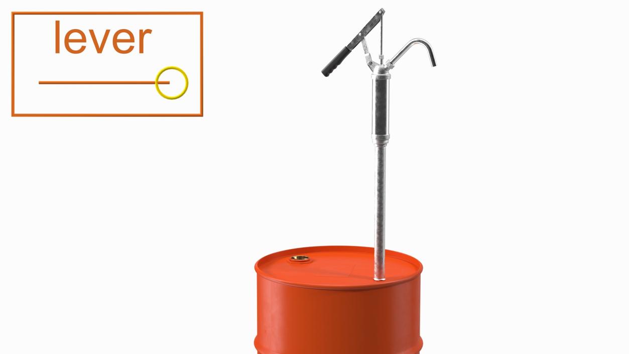 3D Lever Hand Pump with Oil Barrel Rigged model