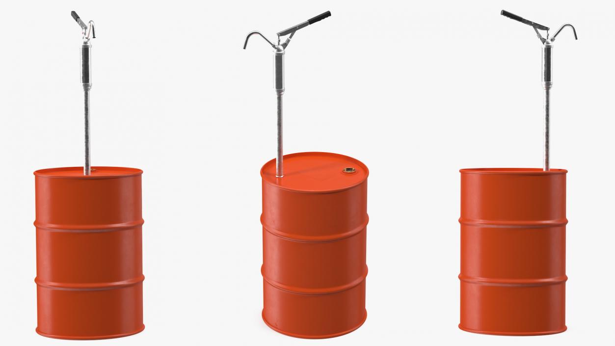 3D Lever Hand Pump with Oil Barrel Rigged model