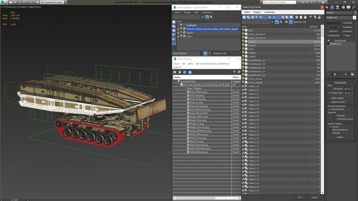 3D Armored Vehicle Launched Bridge AVLB M60A1 Rigged 2