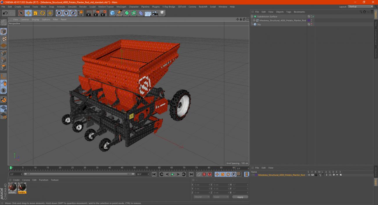 Miedema Structural 4000 Potato Planter Red 3D