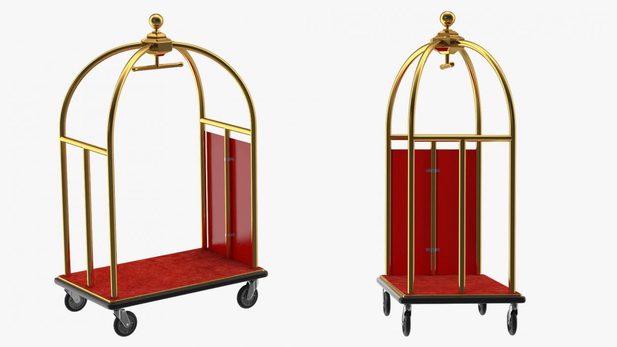 3D Gold Luxury Hotel Luggage Trolley Cart model