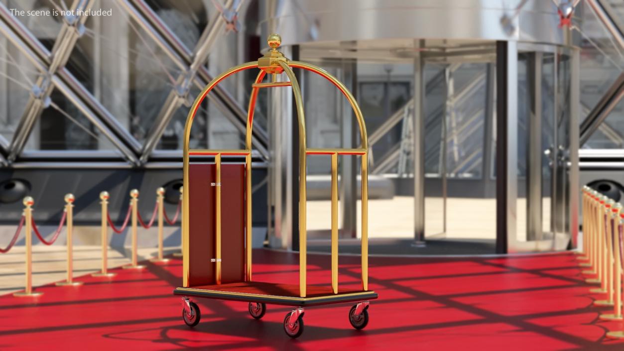 3D Gold Luxury Hotel Luggage Trolley Cart model