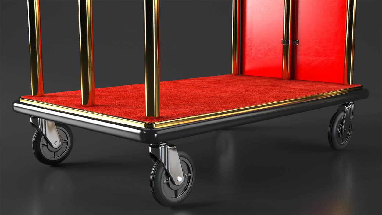 3D Gold Luxury Hotel Luggage Trolley Cart model