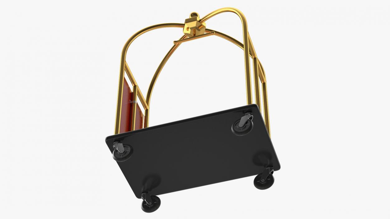 3D Gold Luxury Hotel Luggage Trolley Cart model