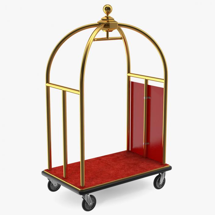 3D Gold Luxury Hotel Luggage Trolley Cart model