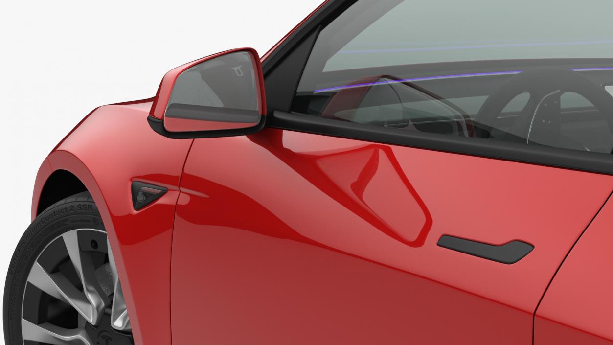 3D Tesla Model 3 2024 Red Lights On Rigged for Maya model