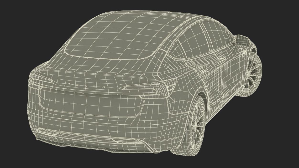 3D Tesla Model 3 2024 Red Lights On Rigged for Maya model