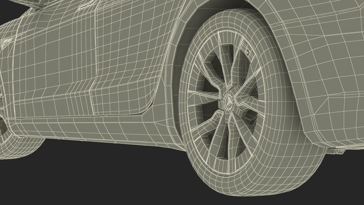 3D Tesla Model 3 2024 Red Lights On Rigged for Maya model