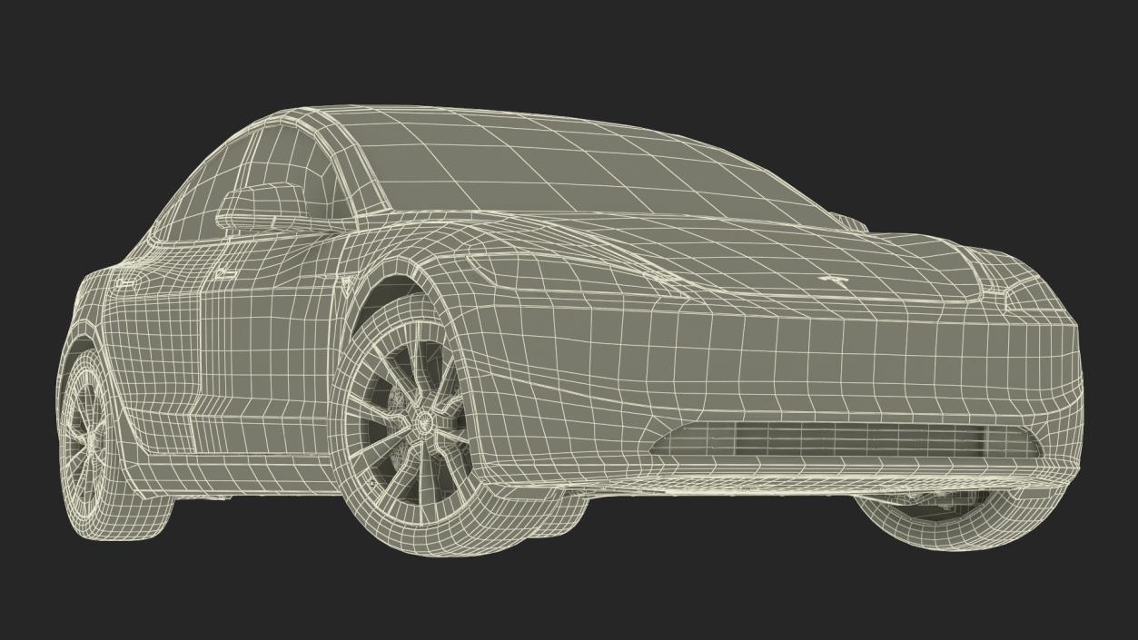 3D Tesla Model 3 2024 Red Lights On Rigged for Maya model