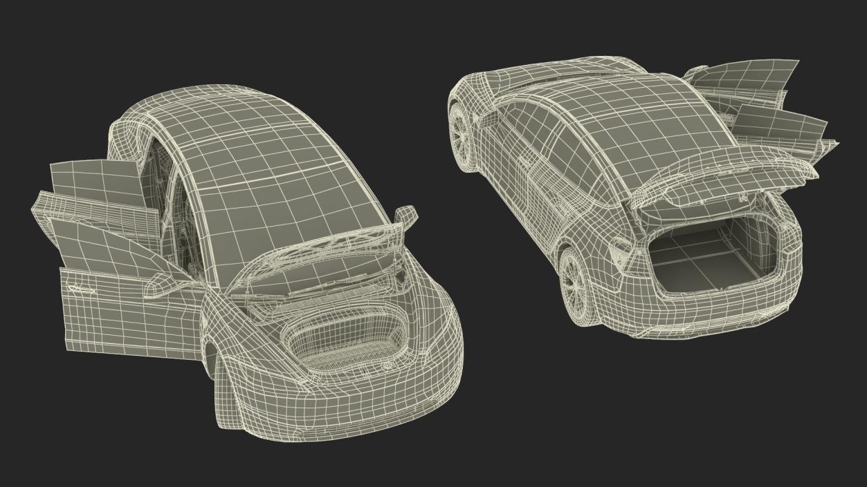 3D Tesla Model 3 2024 Red Lights On Rigged for Maya model