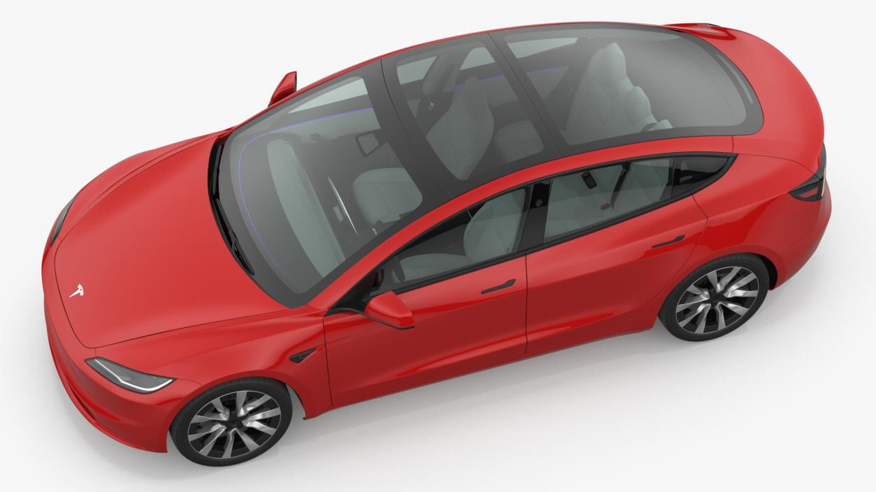 3D Tesla Model 3 2024 Red Lights On Rigged for Maya model