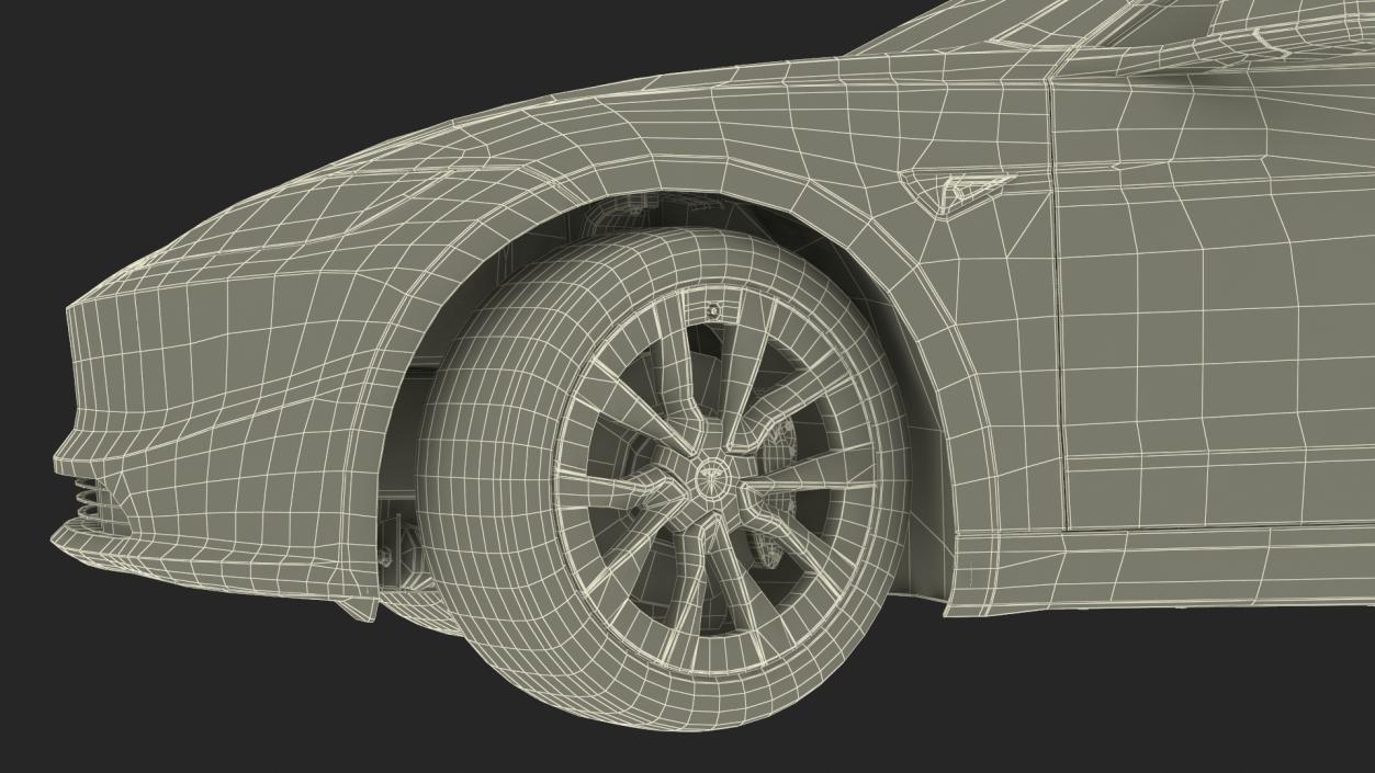 3D Tesla Model 3 2024 Red Lights On Rigged for Maya model