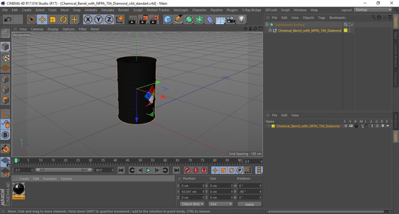 Chemical Barrel with NFPA 704 Diamond 3D