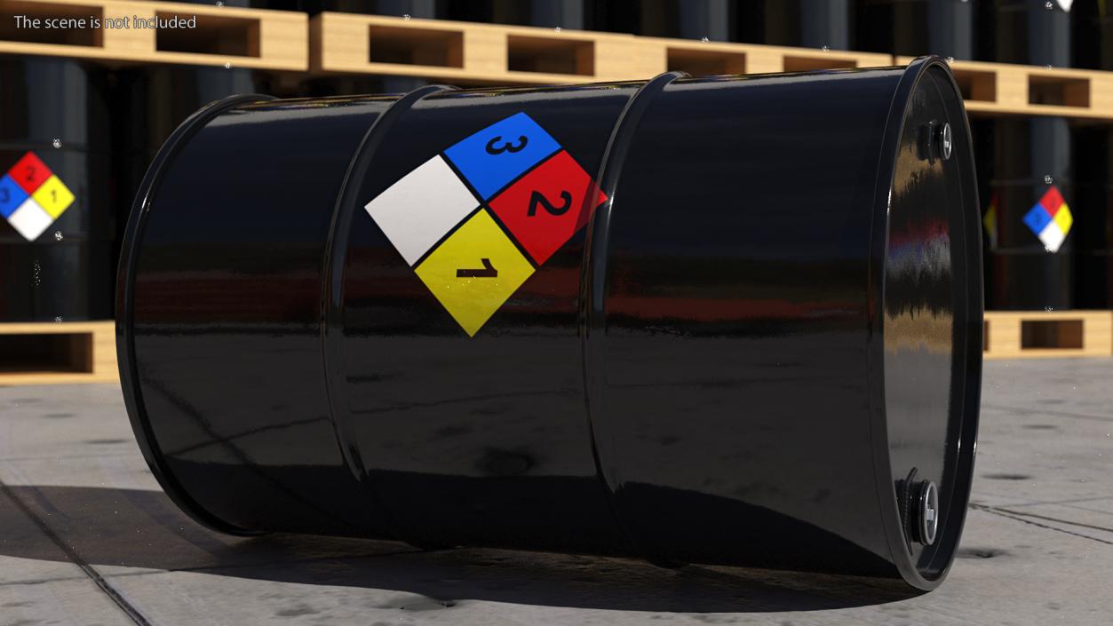 Chemical Barrel with NFPA 704 Diamond 3D