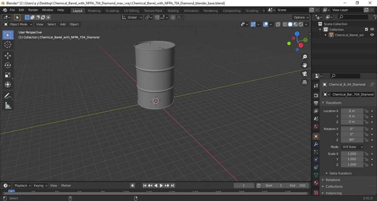 Chemical Barrel with NFPA 704 Diamond 3D