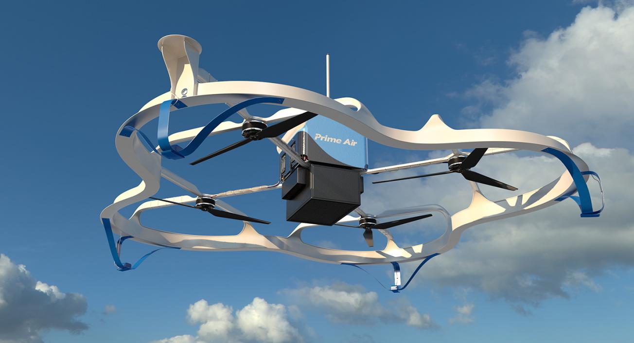 Amazon Prime Air Delivery Drone with Package 3D model