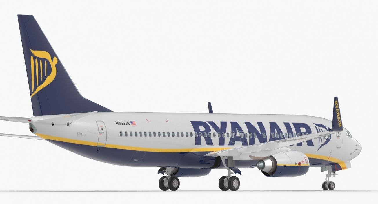 3D Boeing 737-800 with Interior Ryanair Rigged model