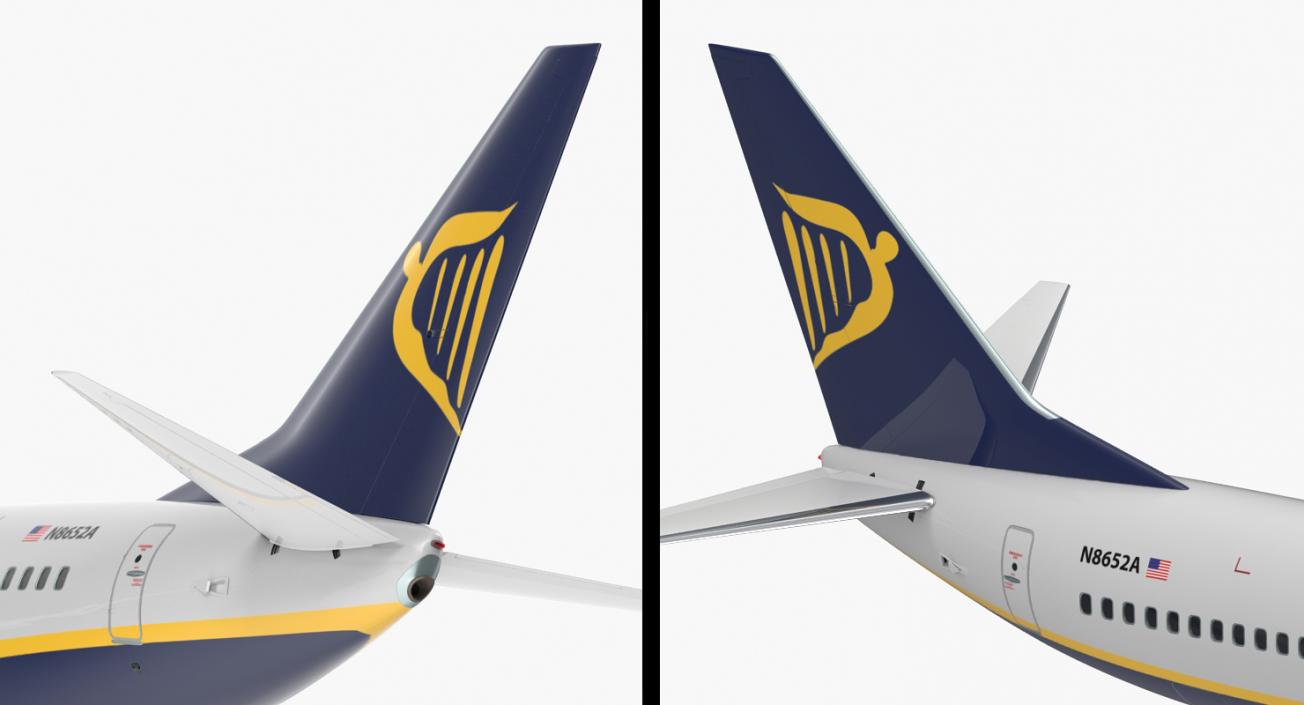 3D Boeing 737-800 with Interior Ryanair Rigged model