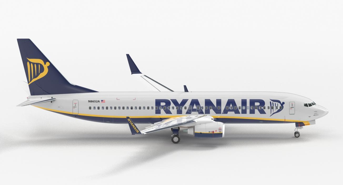 3D Boeing 737-800 with Interior Ryanair Rigged model