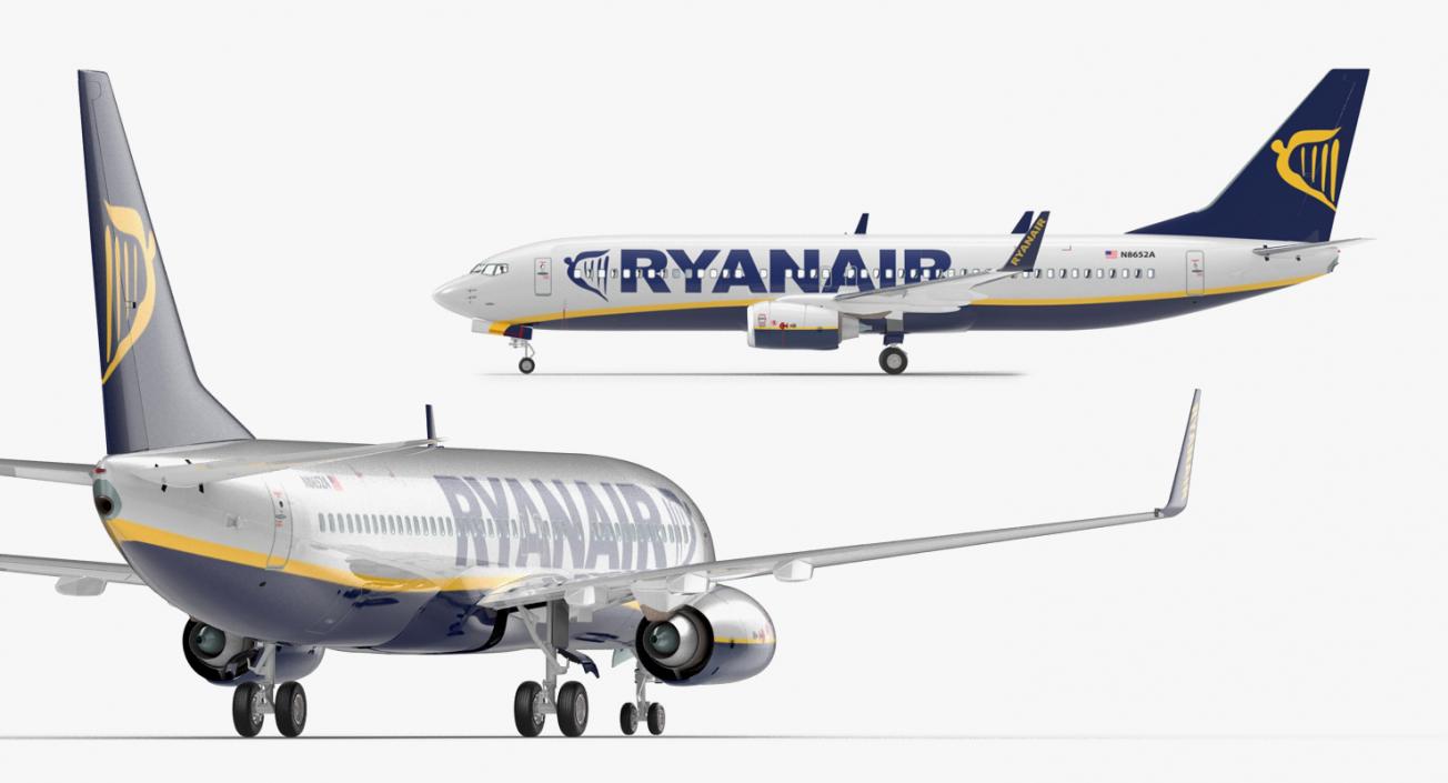 3D Boeing 737-800 with Interior Ryanair Rigged model