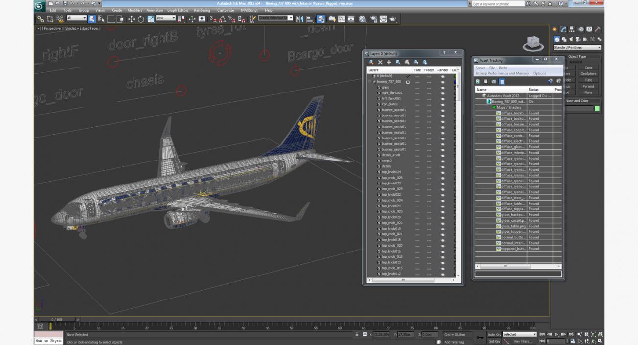 3D Boeing 737-800 with Interior Ryanair Rigged model