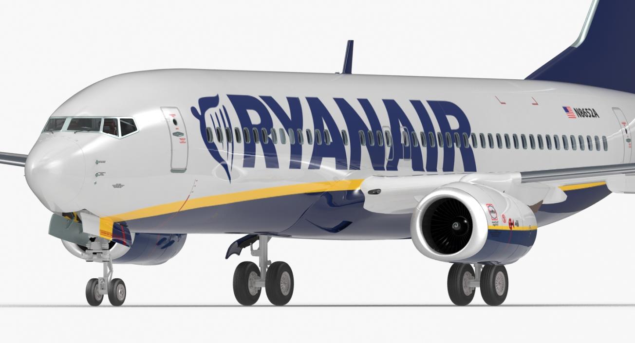 3D Boeing 737-800 with Interior Ryanair Rigged model