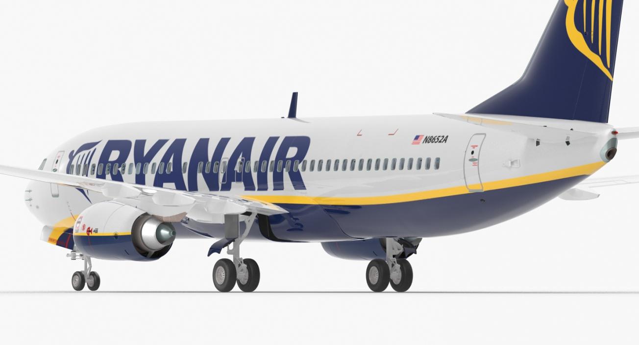 3D Boeing 737-800 with Interior Ryanair Rigged model