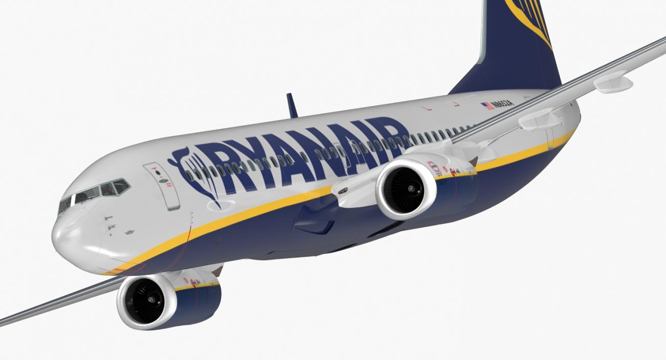 3D Boeing 737-800 with Interior Ryanair Rigged model