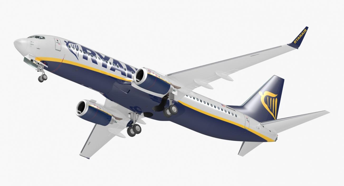 3D Boeing 737-800 with Interior Ryanair Rigged model