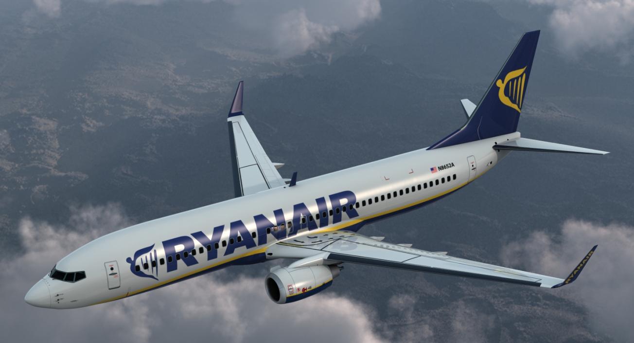 3D Boeing 737-800 with Interior Ryanair Rigged model