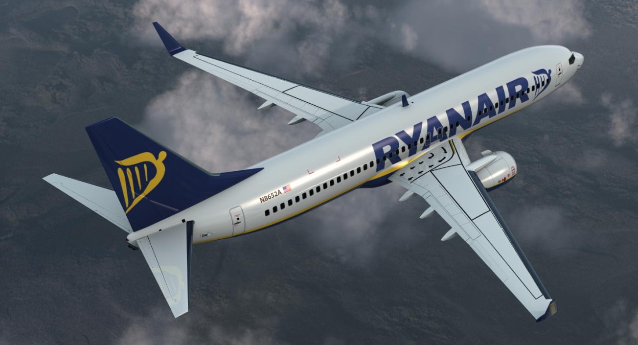 3D Boeing 737-800 with Interior Ryanair Rigged model