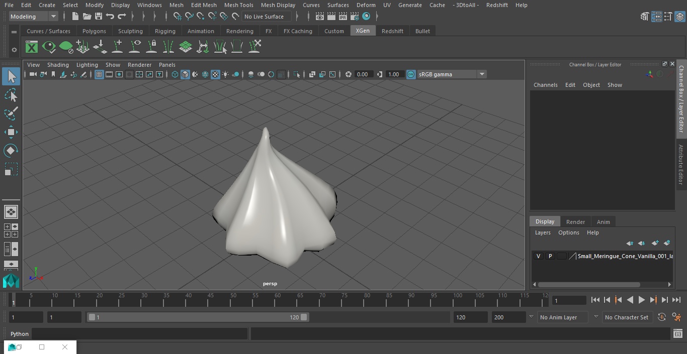 Small Meringue Cone Vanilla 3D