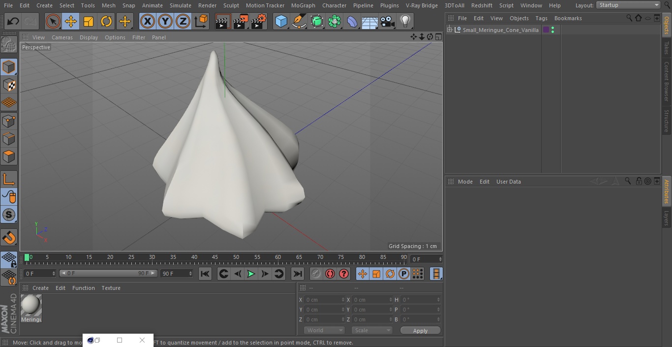 Small Meringue Cone Vanilla 3D