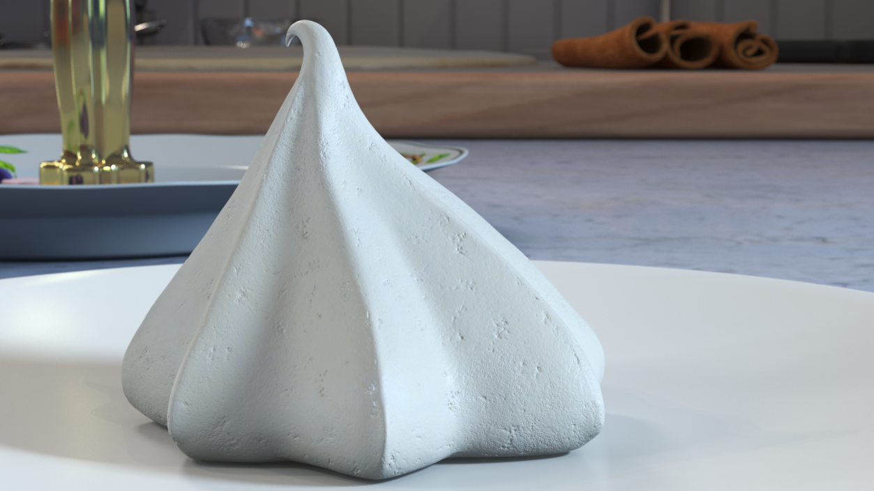 Small Meringue Cone Vanilla 3D