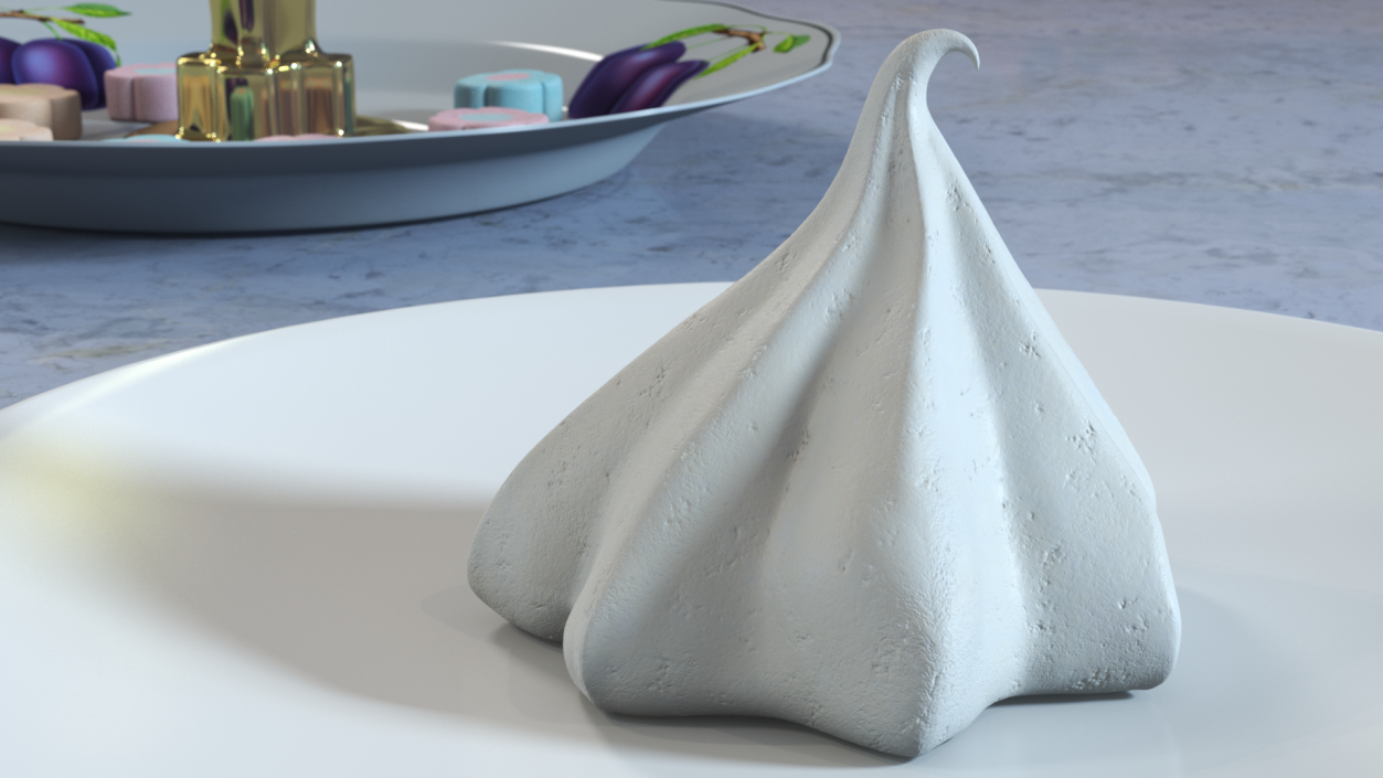 Small Meringue Cone Vanilla 3D