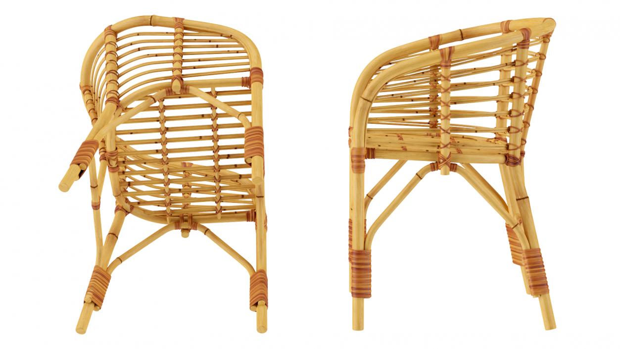 3D model Bamboo Chair with Armrest