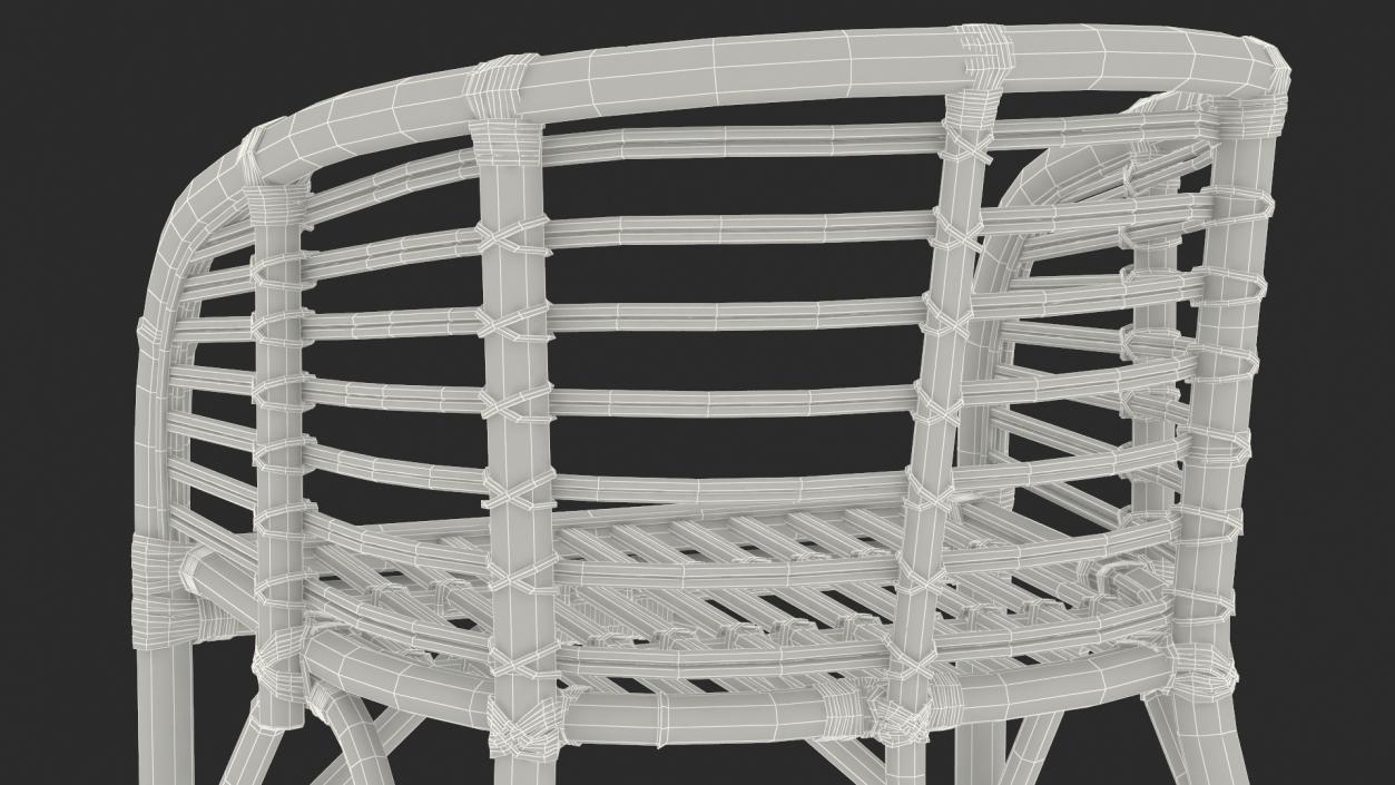 3D model Bamboo Chair with Armrest