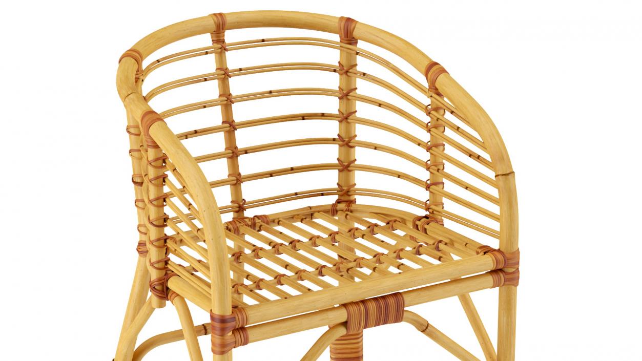 3D model Bamboo Chair with Armrest