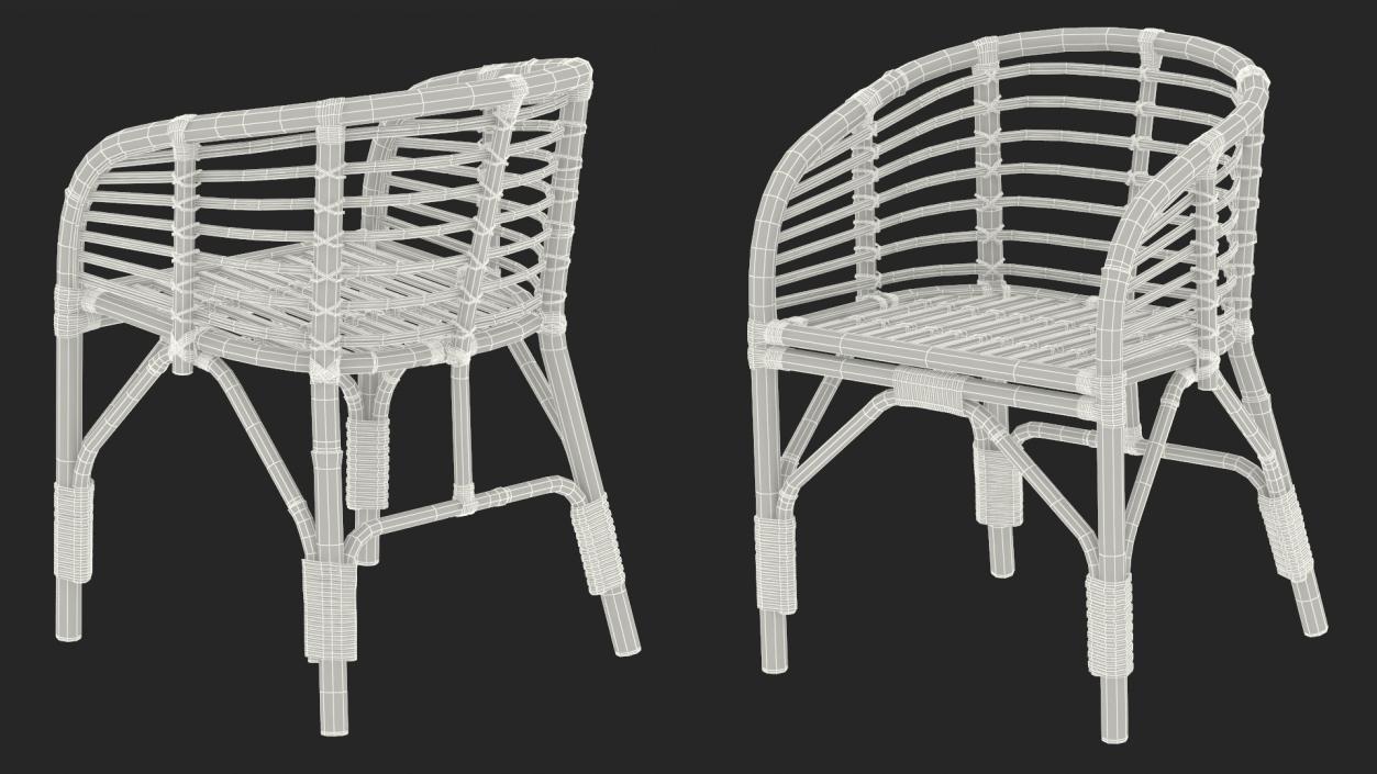 3D model Bamboo Chair with Armrest