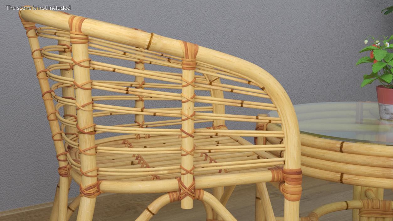 3D model Bamboo Chair with Armrest