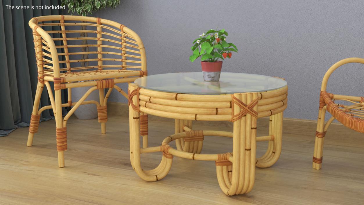 3D model Bamboo Chair with Armrest