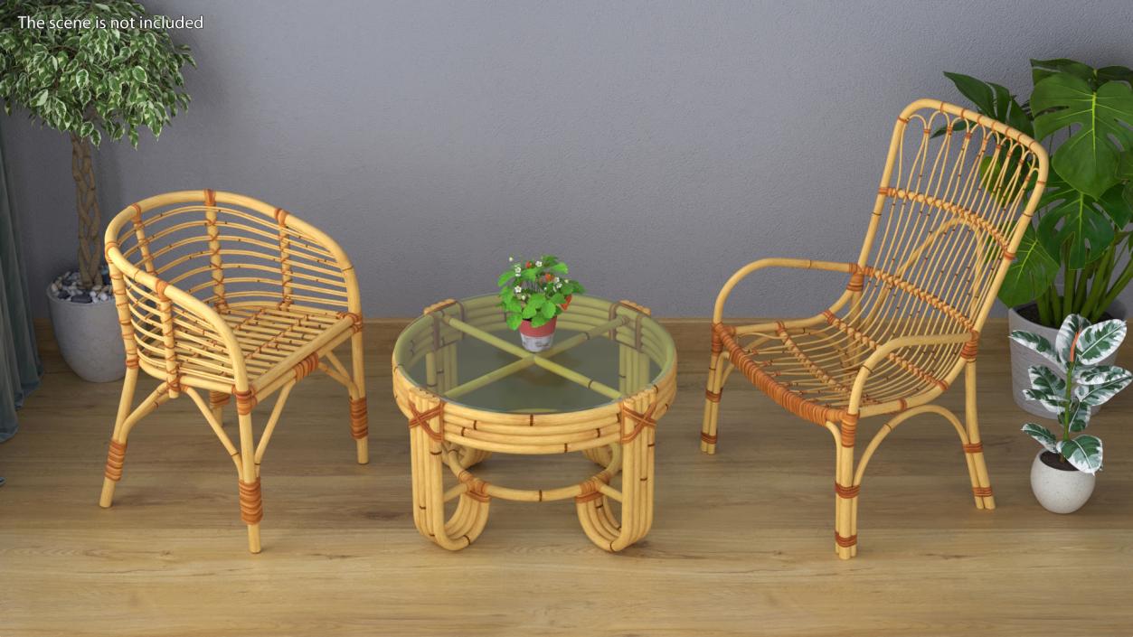 3D model Bamboo Chair with Armrest