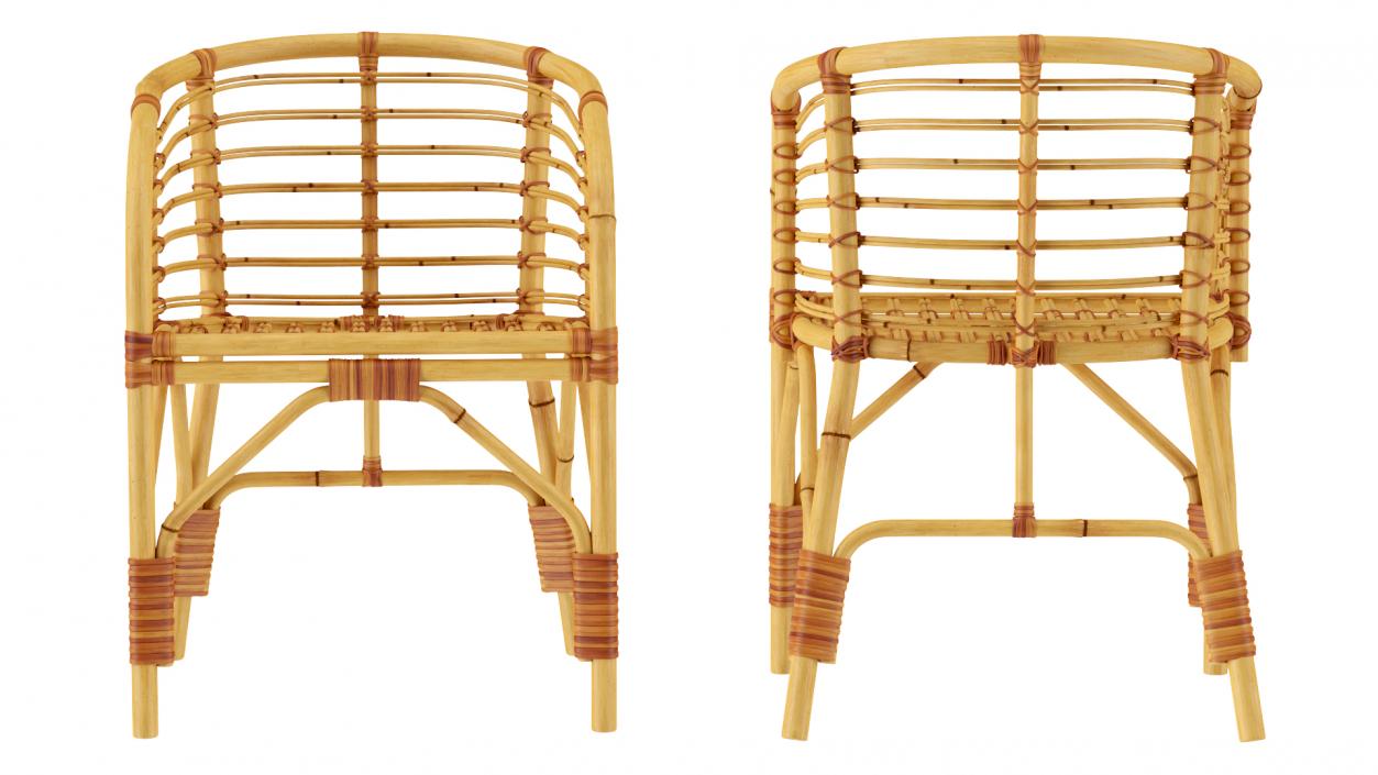 3D model Bamboo Chair with Armrest