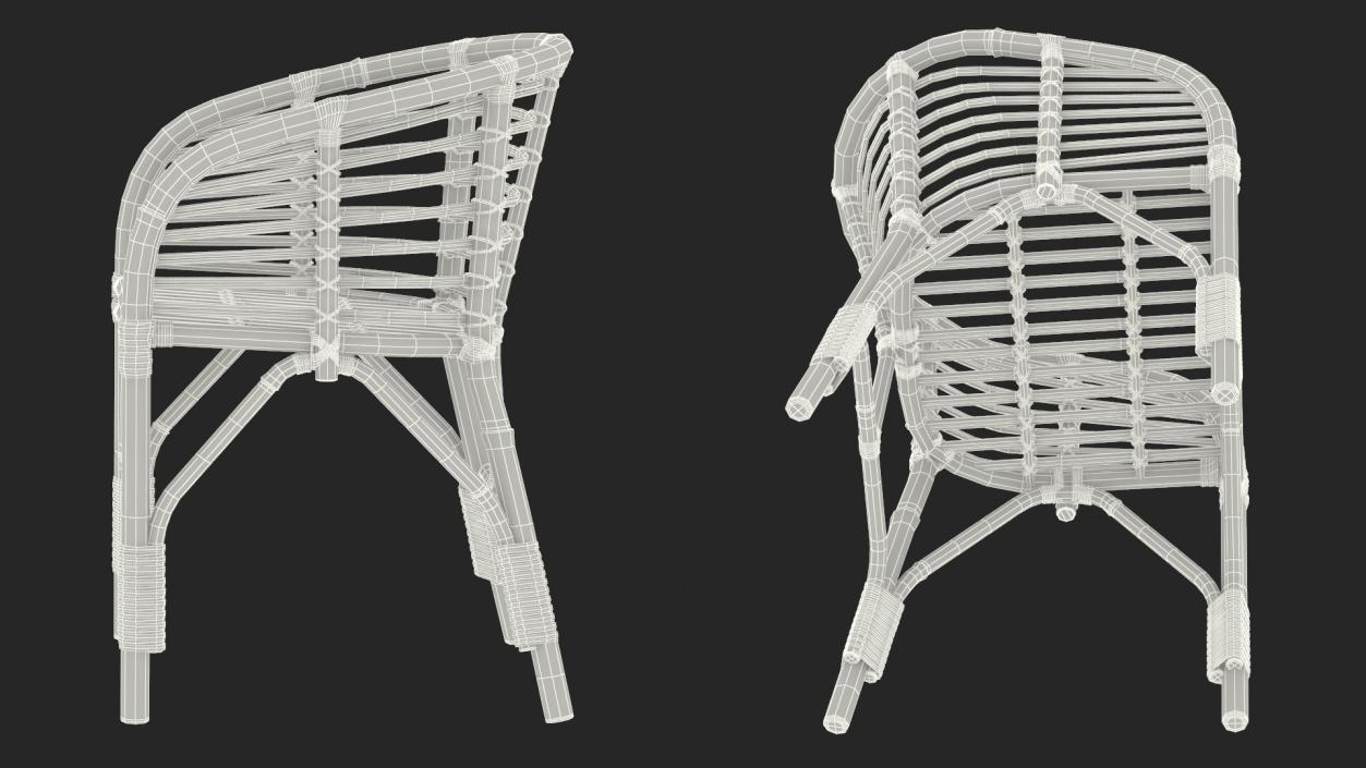 3D model Bamboo Chair with Armrest