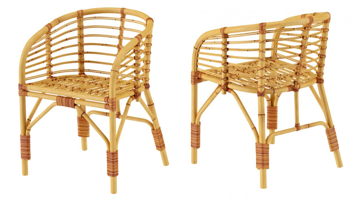 3D model Bamboo Chair with Armrest